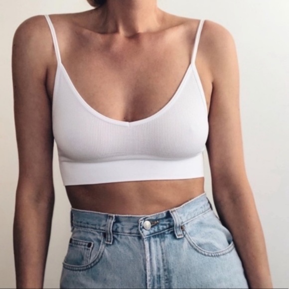 White Low Back Seamless Bralette - Picture 2 of 3